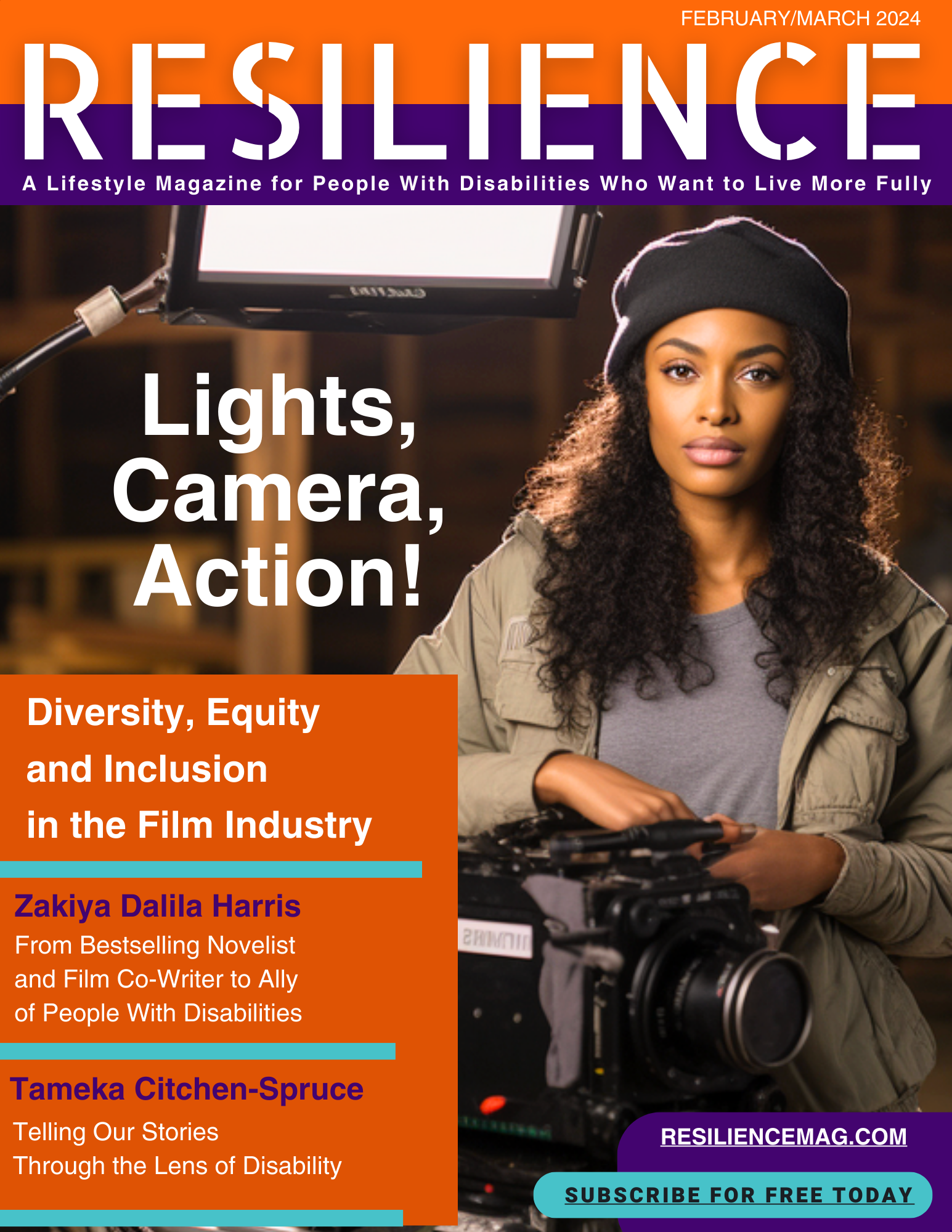 RESILIENCE Issue 3 cover with filmmaker as main image. Image produced using Midjourney.